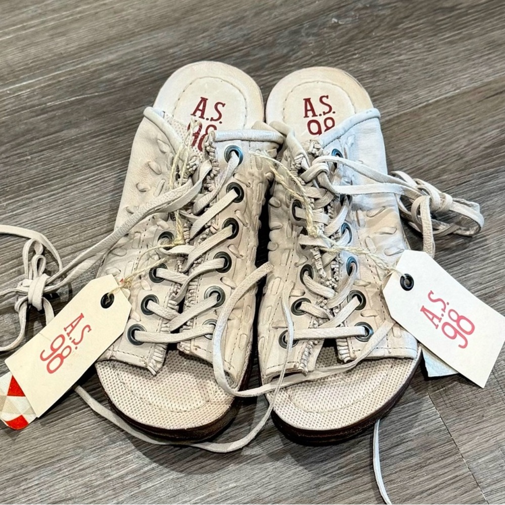 A.S.98 Regis Bone Leather Laced Lace Up Wrap Around Sandals